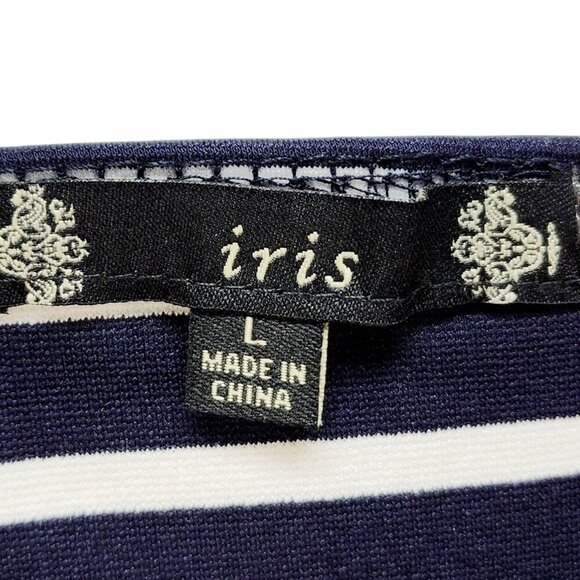 Striped Black & White Bodycon Dress - Square Neckline Sleeveless Stretchy Size L - Picture 3 of 9